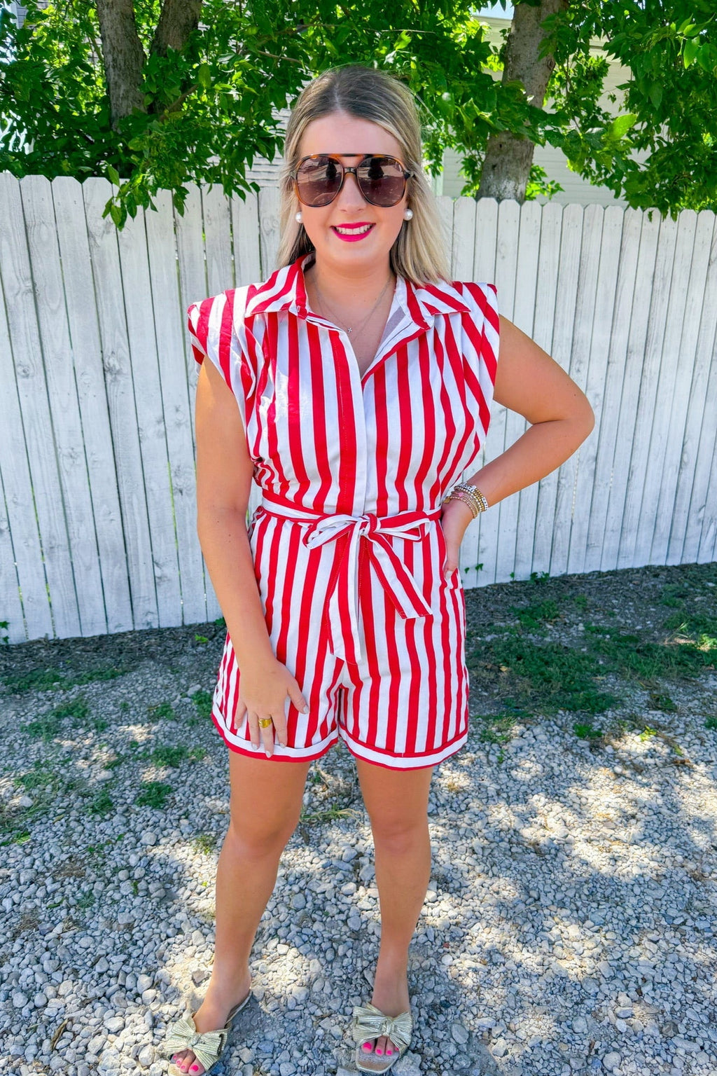 Biggest Cheerleader Romper - Red