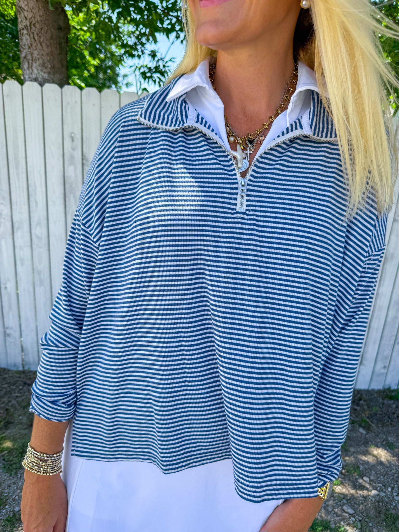 Palmer Pullover - Indigo/White