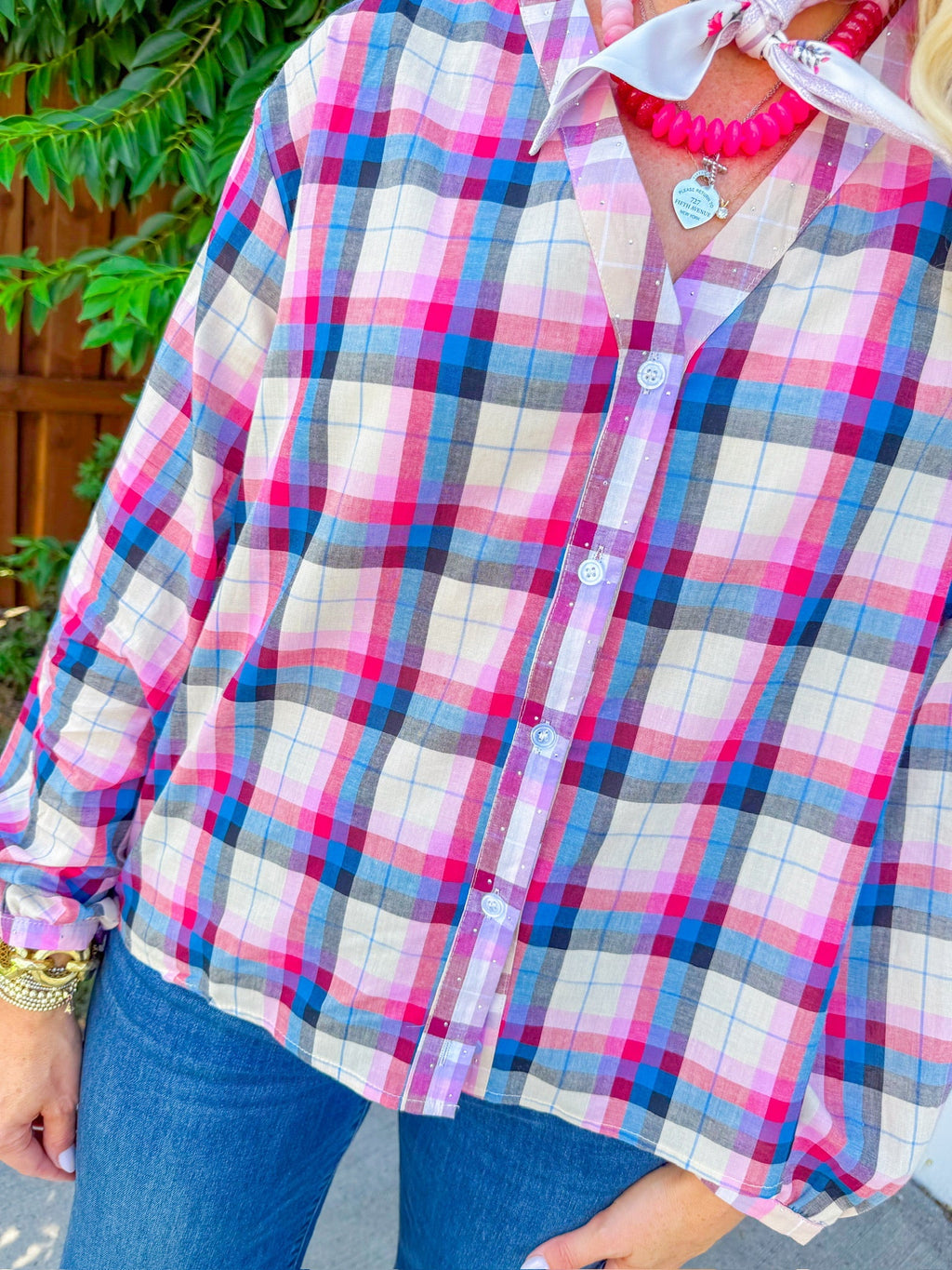 Top con brillo sutil - Rosa/Azul