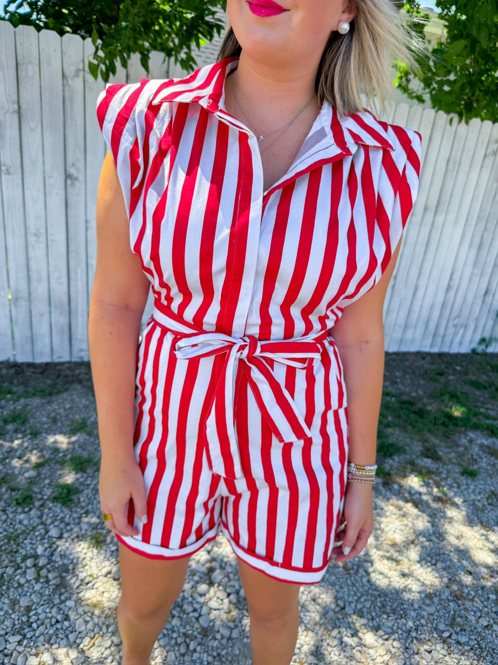 Biggest Cheerleader Romper - Red