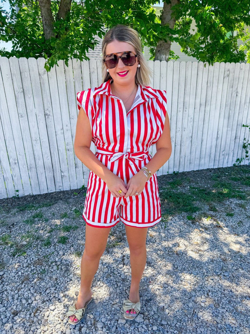 Biggest Cheerleader Romper - Red
