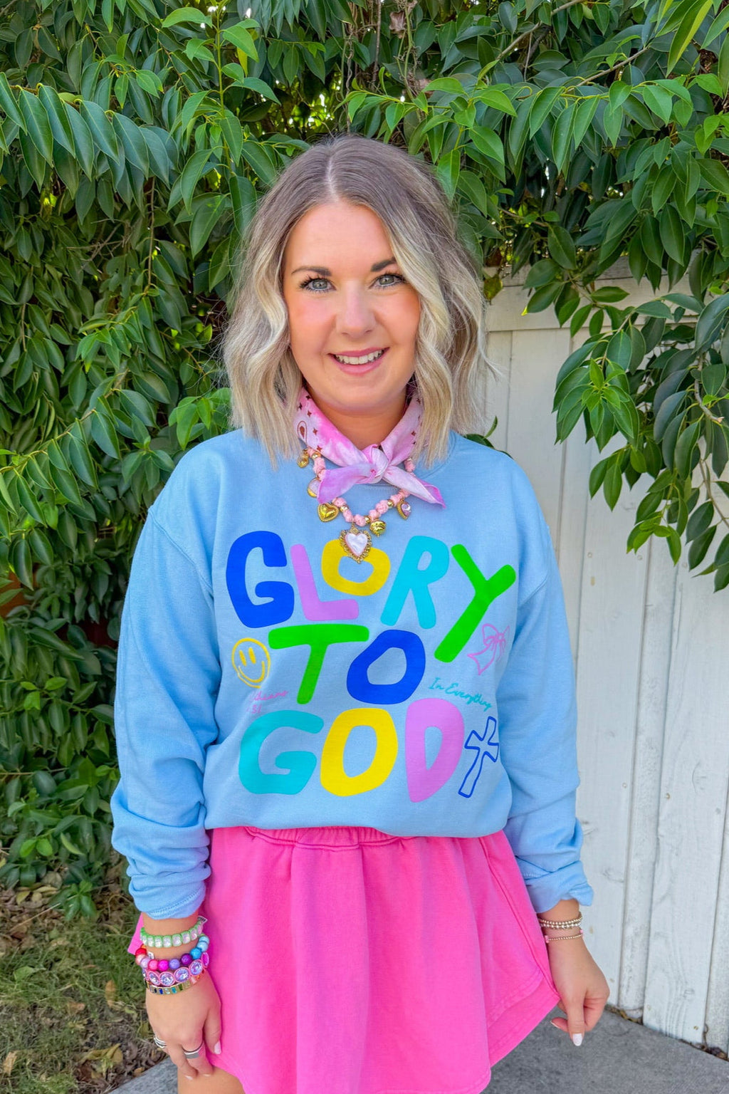 Glory To God Sweatshirt - Light Blue