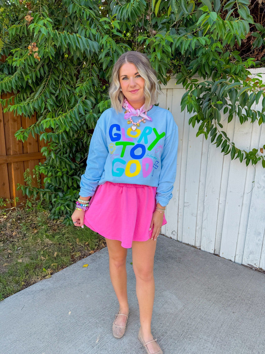 Glory To God Sweatshirt - Light Blue