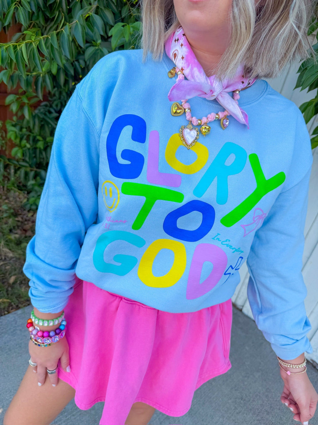 Glory To God Sweatshirt - Light Blue