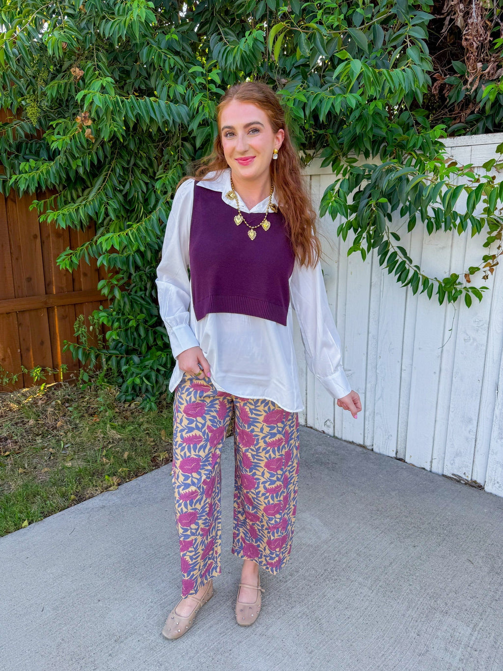 Fall Ready Top - White/Plum