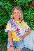 Rainbow Hearts Tee - Yellow