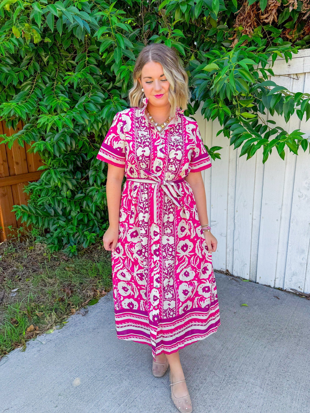 In The Best Way Midi Dress - Magenta