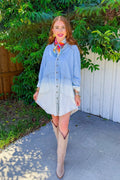 Kick Up Mini Dress - Light Denim