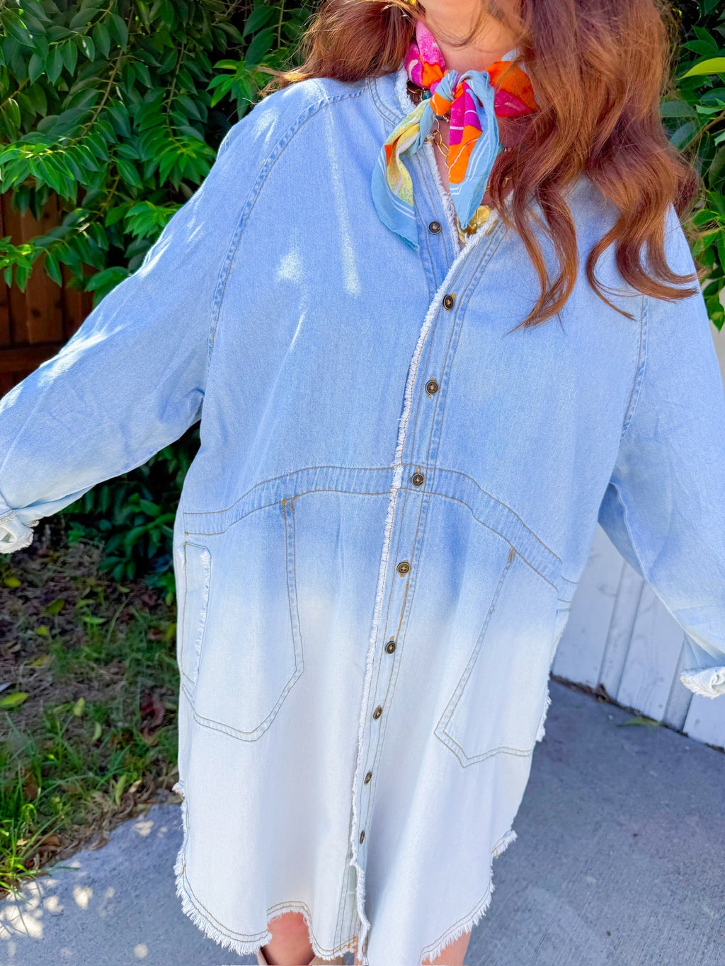 Kick Up Mini Dress - Light Denim