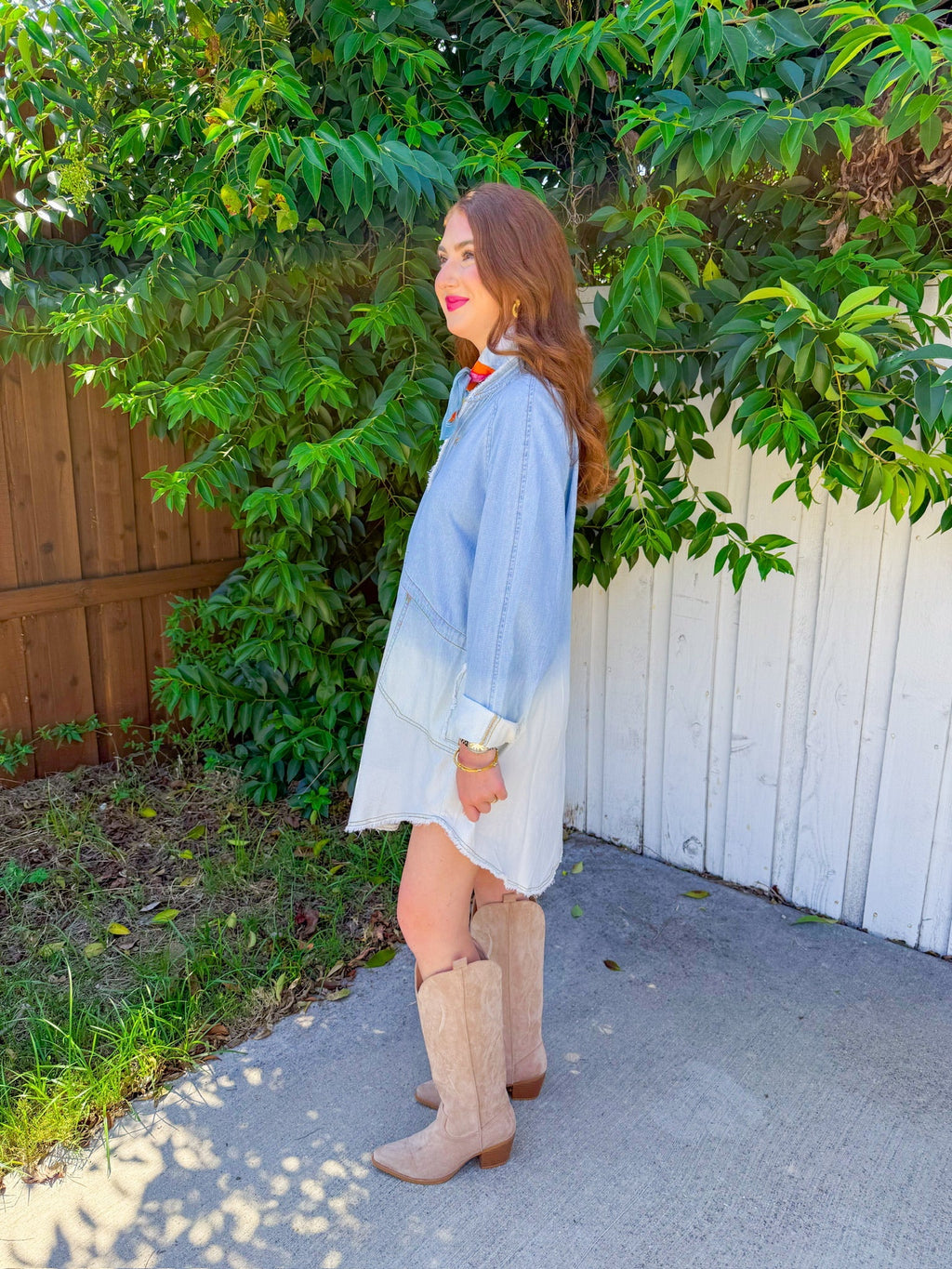 Kick Up Mini Dress - Light Denim