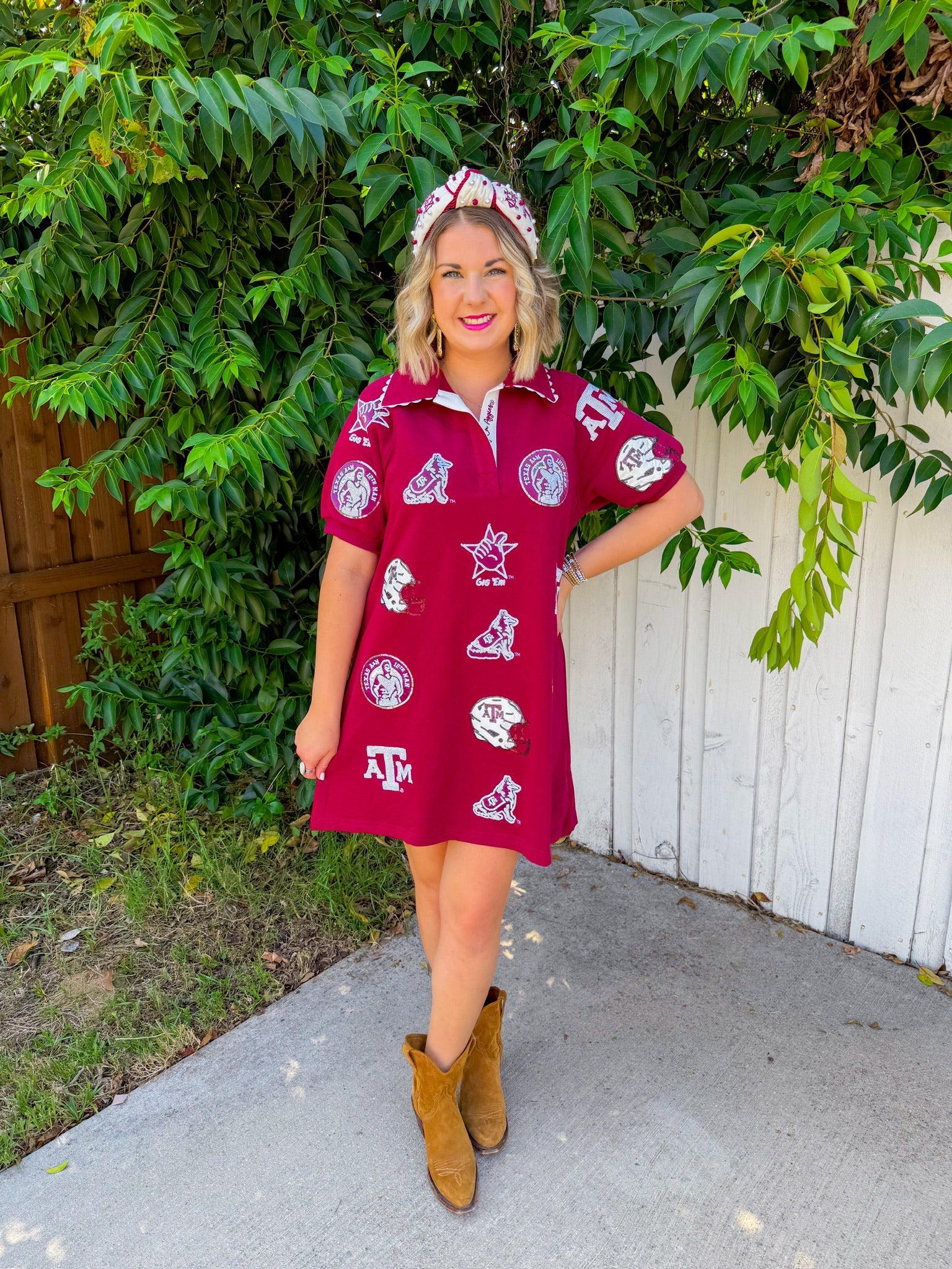 Texas A&M Logo Patch Dress - Maroon