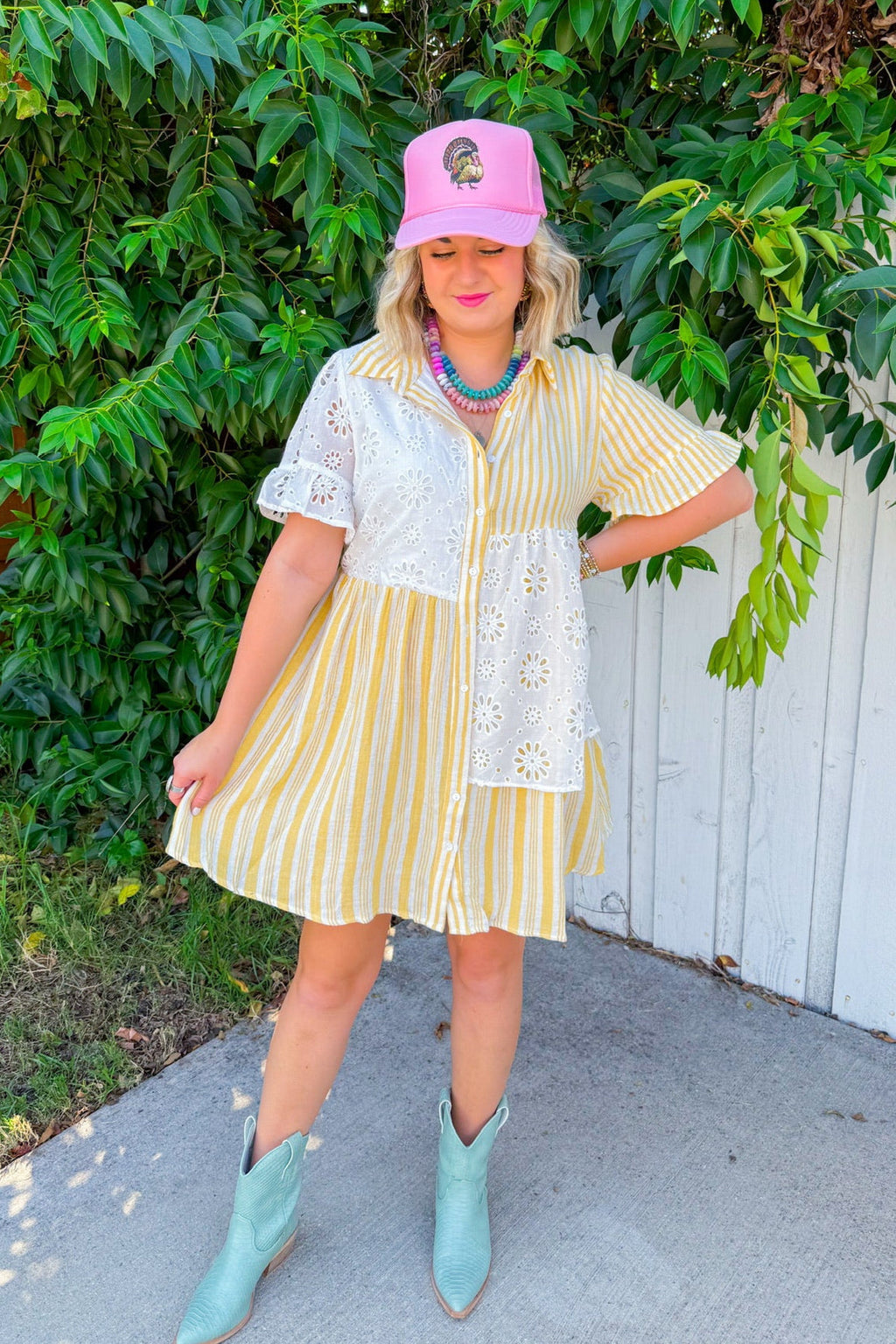 Lemon Twist Shirt Dress - Yellow