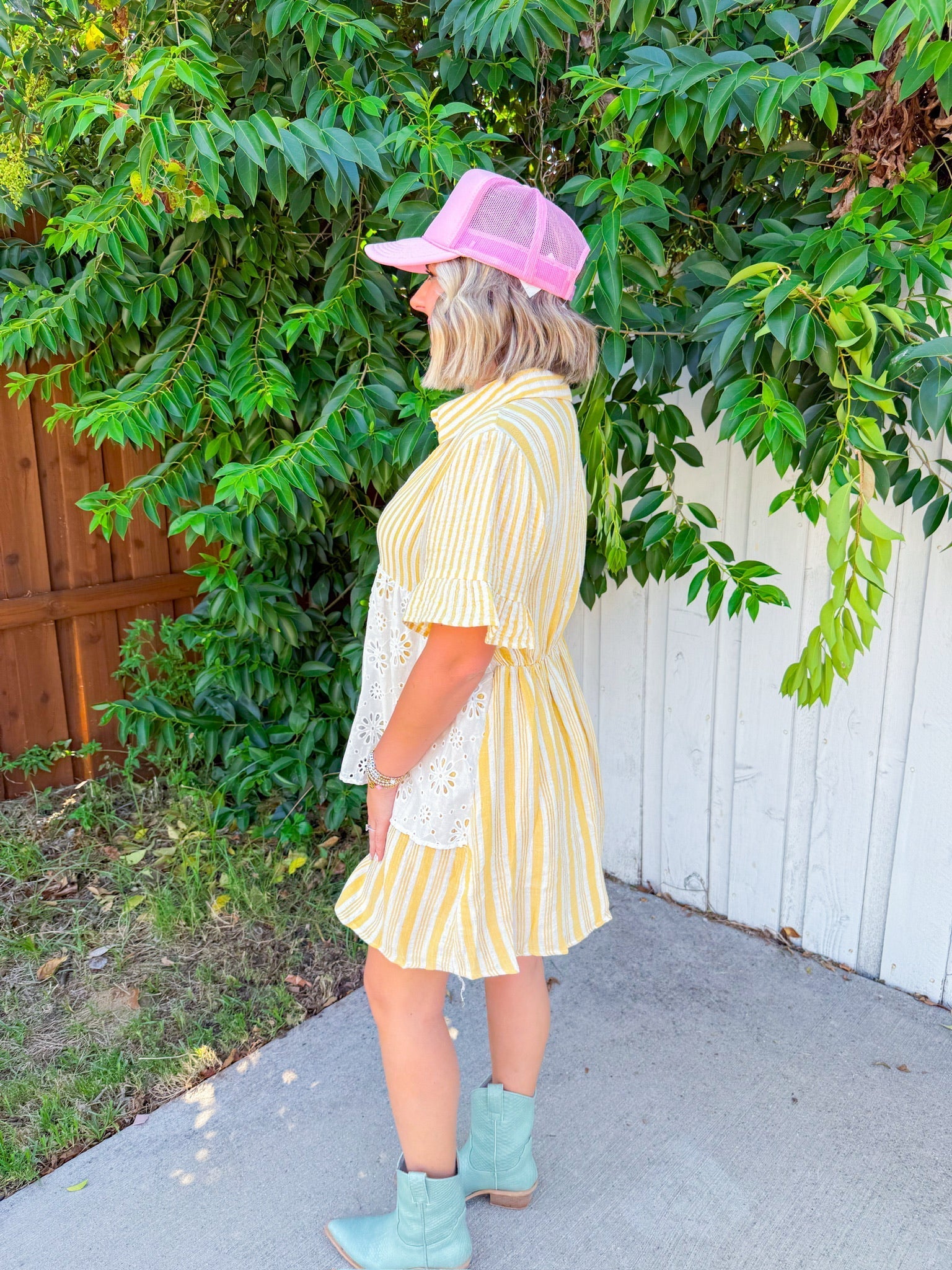 Lemon Twist Shirt Dress - Yellow