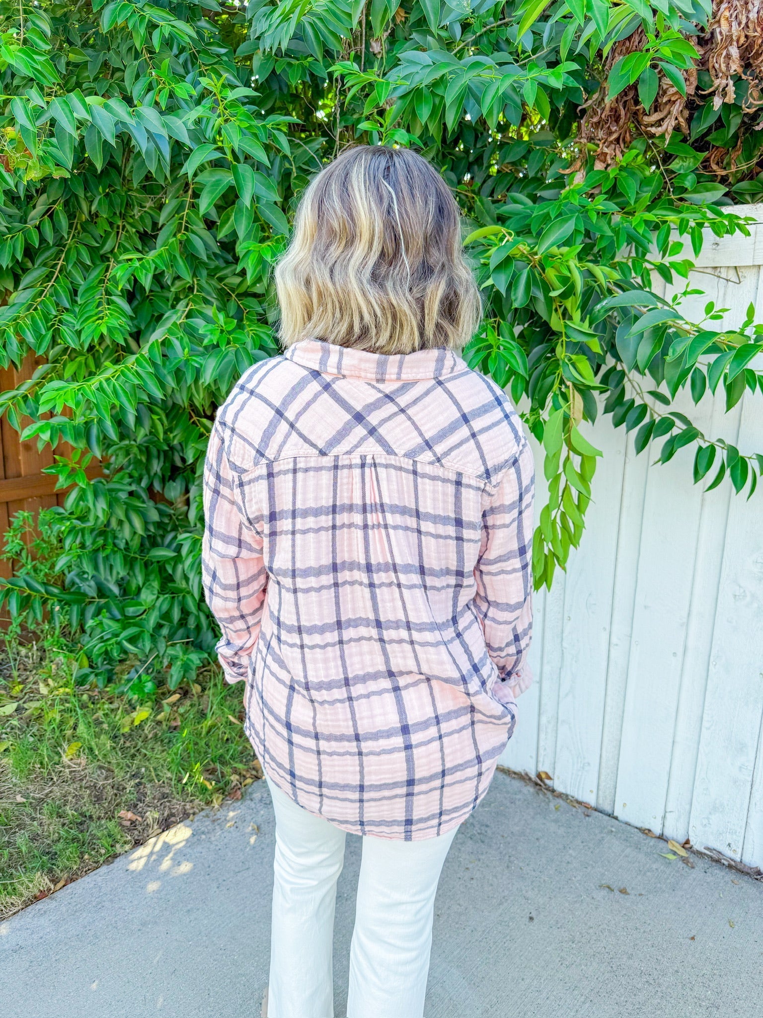 Taylor Plaid Button Down - Light Pink