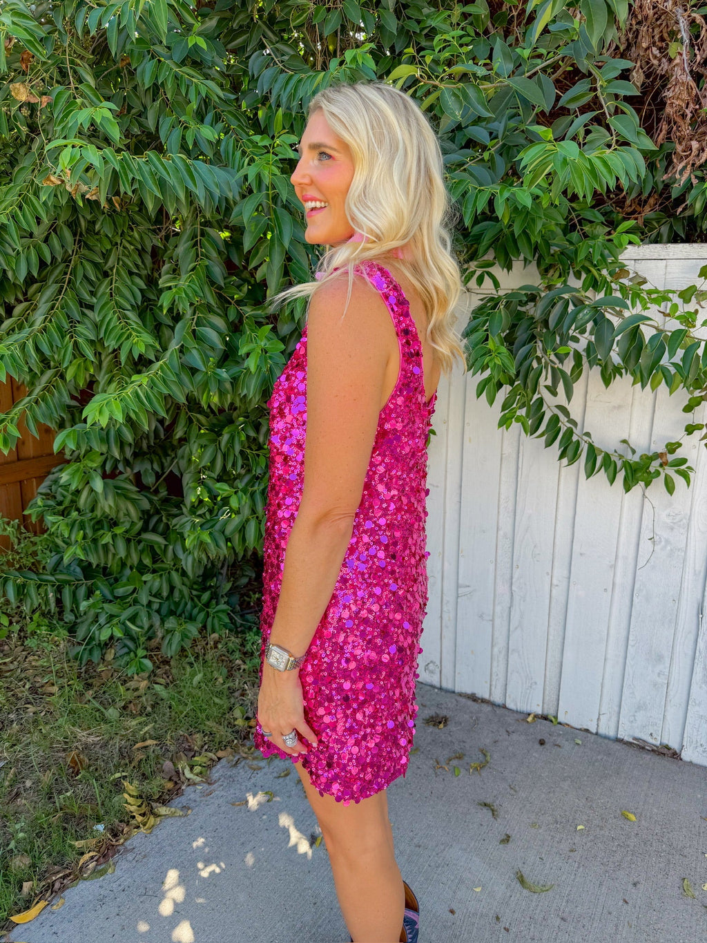 After Hours Mini Dress - Rich Magenta Sequins