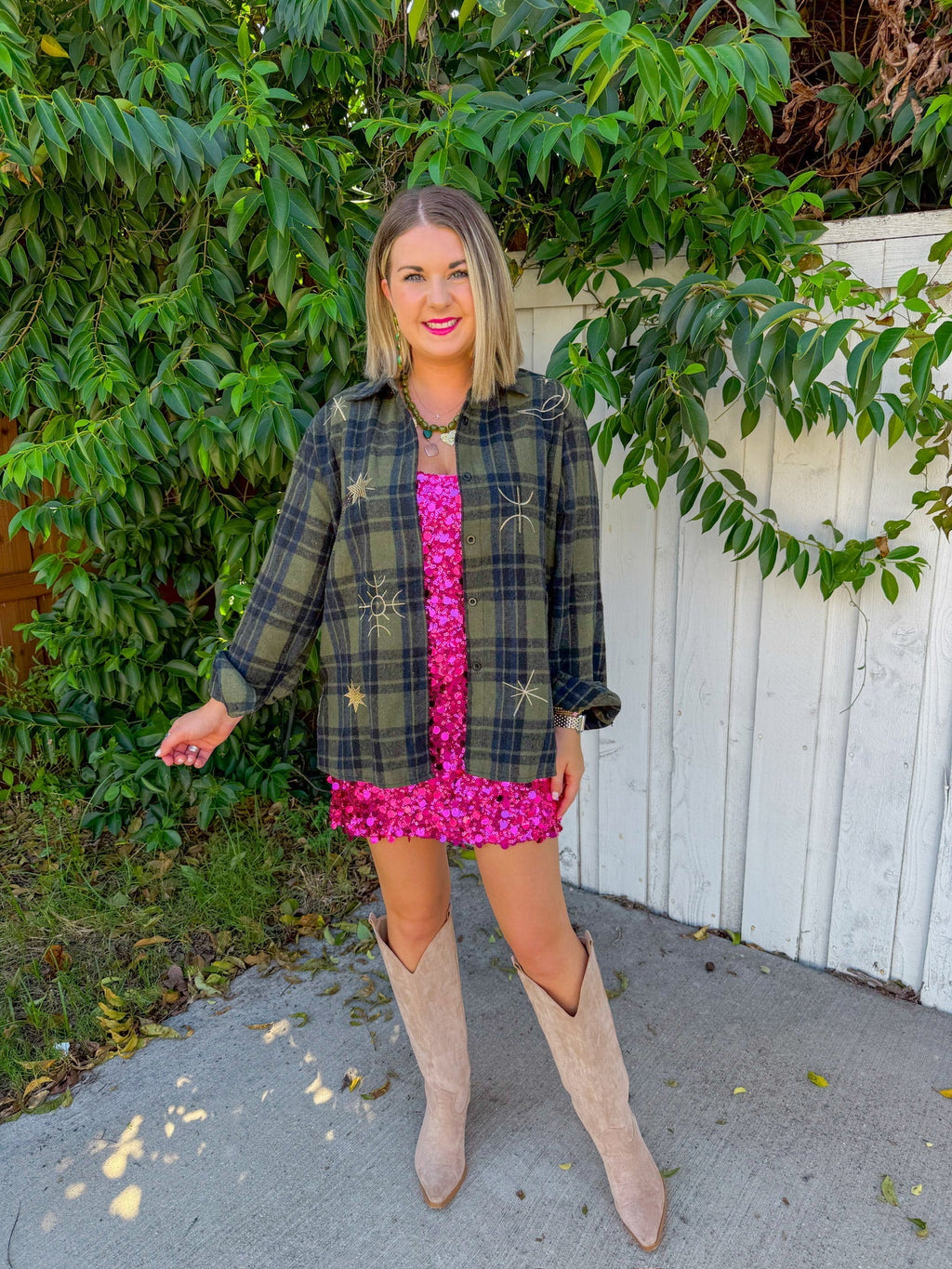 Moon & Stars Shacket - Olive