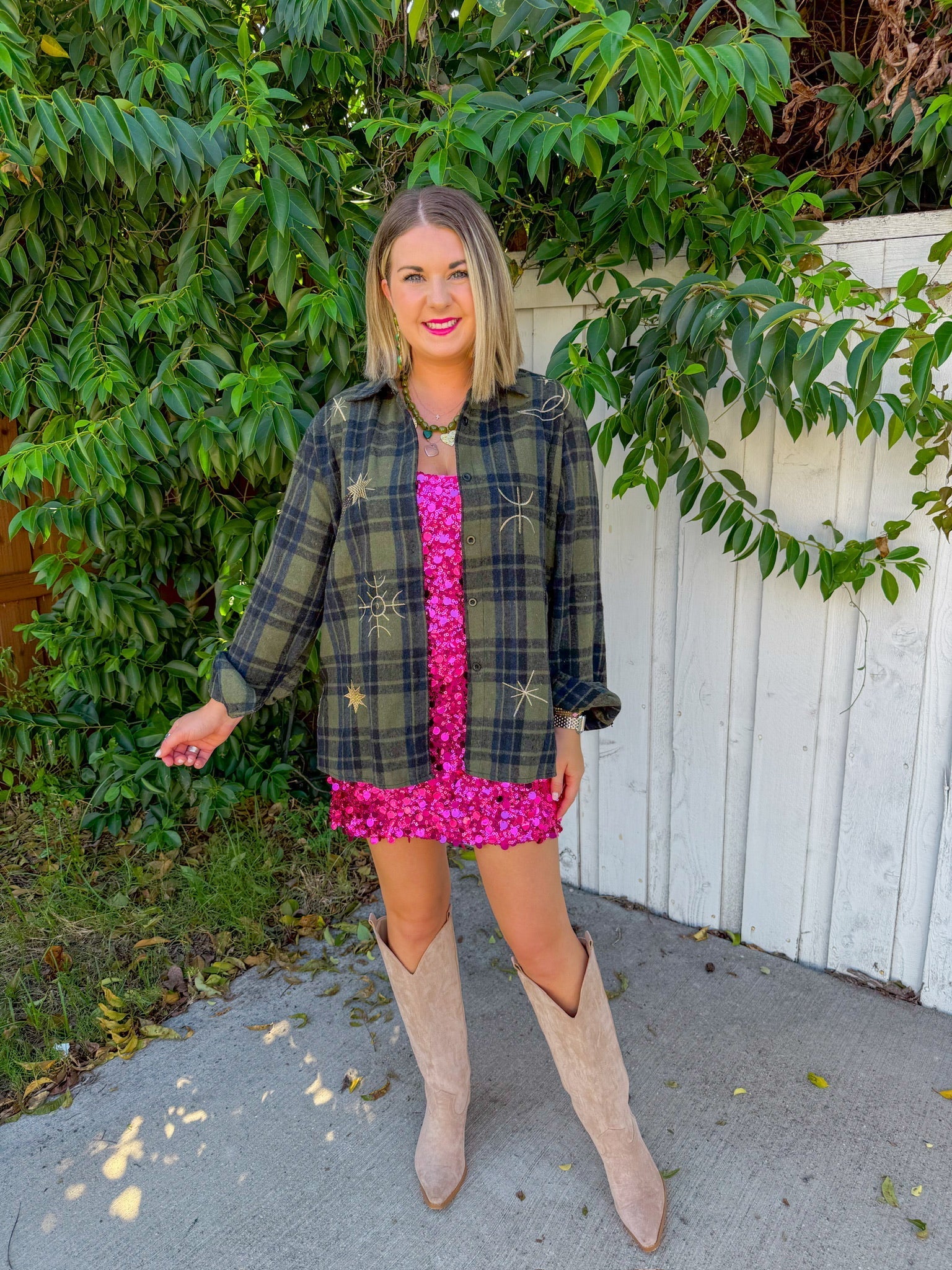 Moon & Stars Shacket - Olive