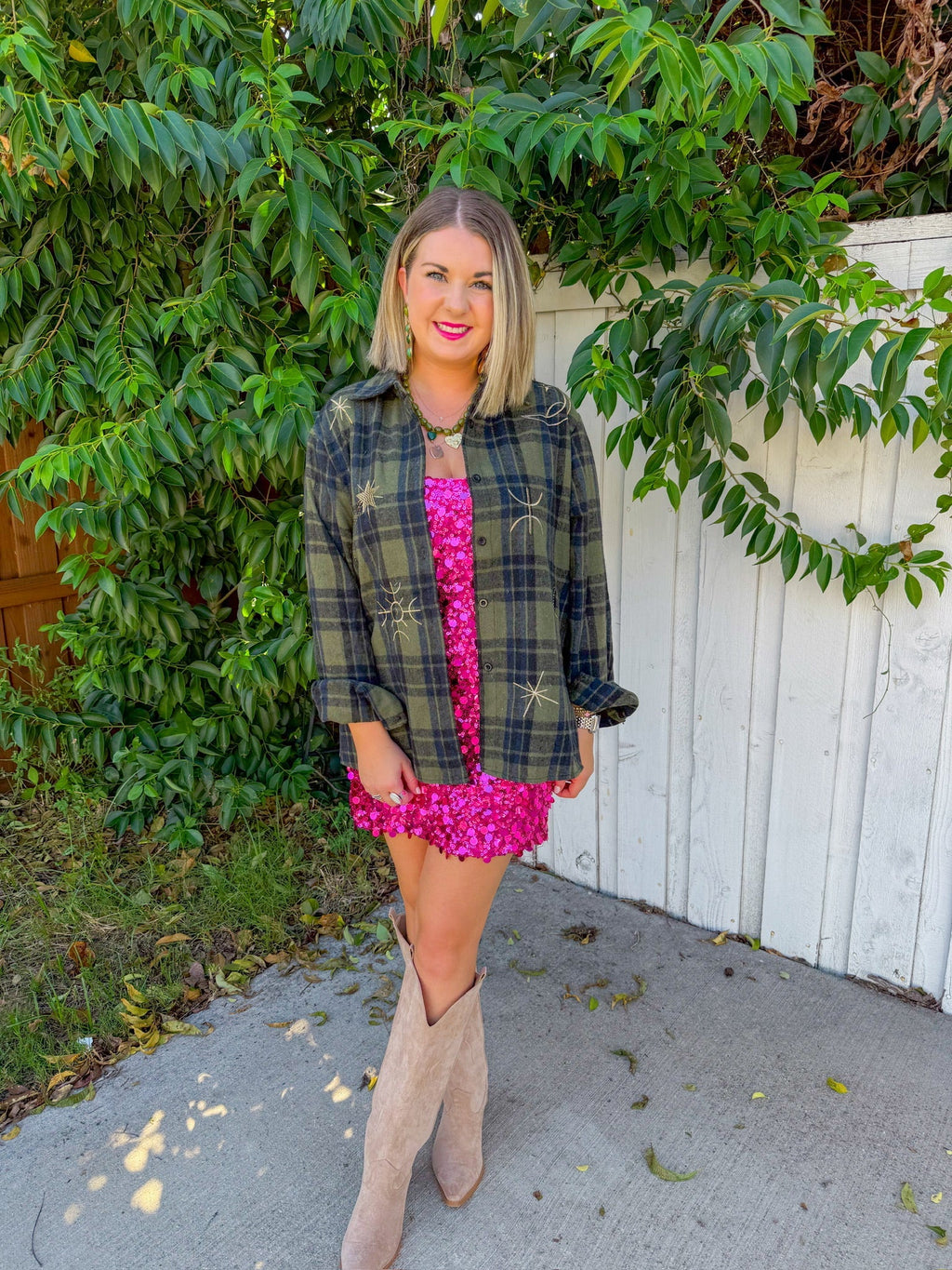 Moon & Stars Shacket - Olive