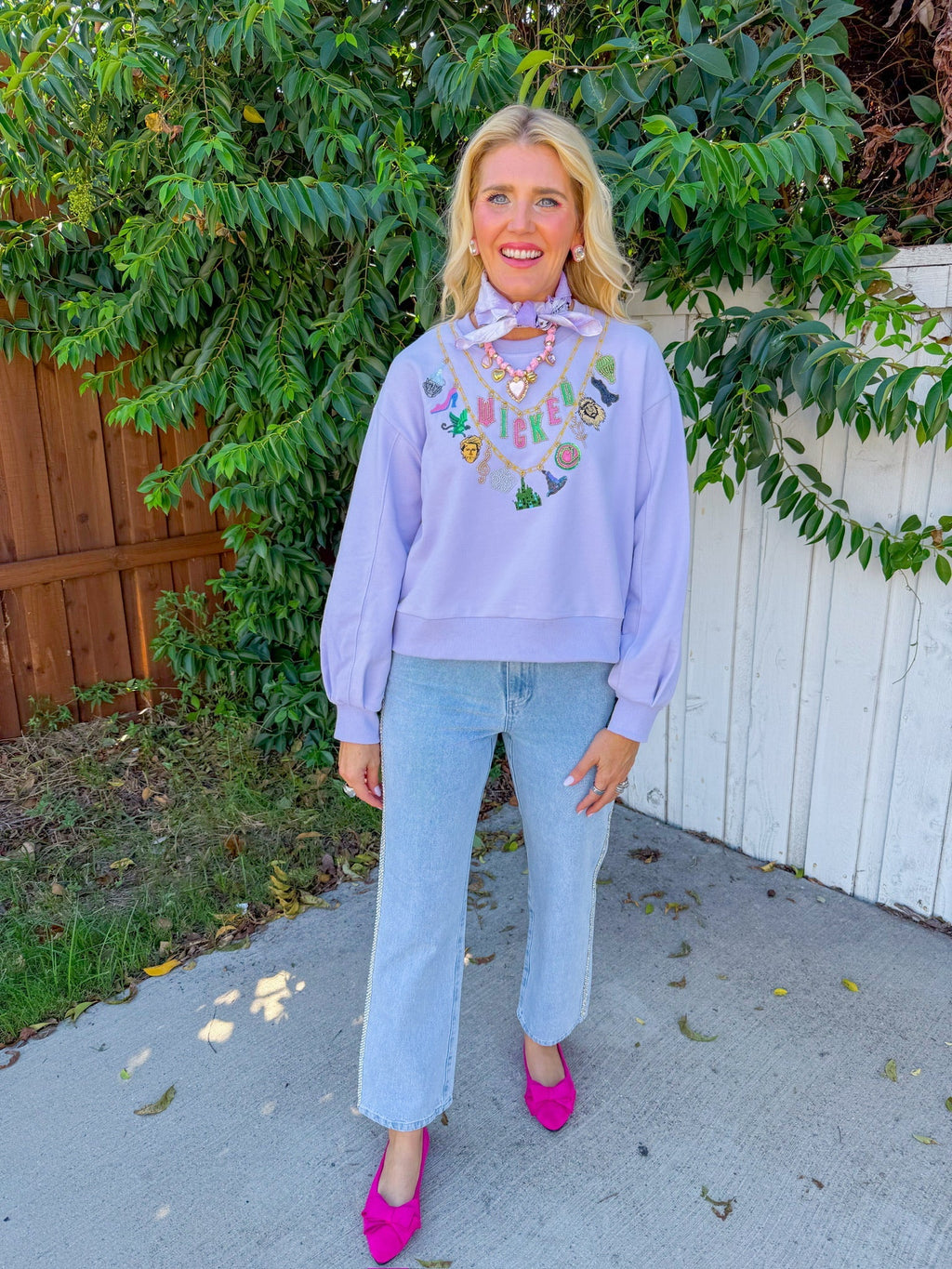 Licensed Wicked Charm Necklace Sweatshirt -  Lavender