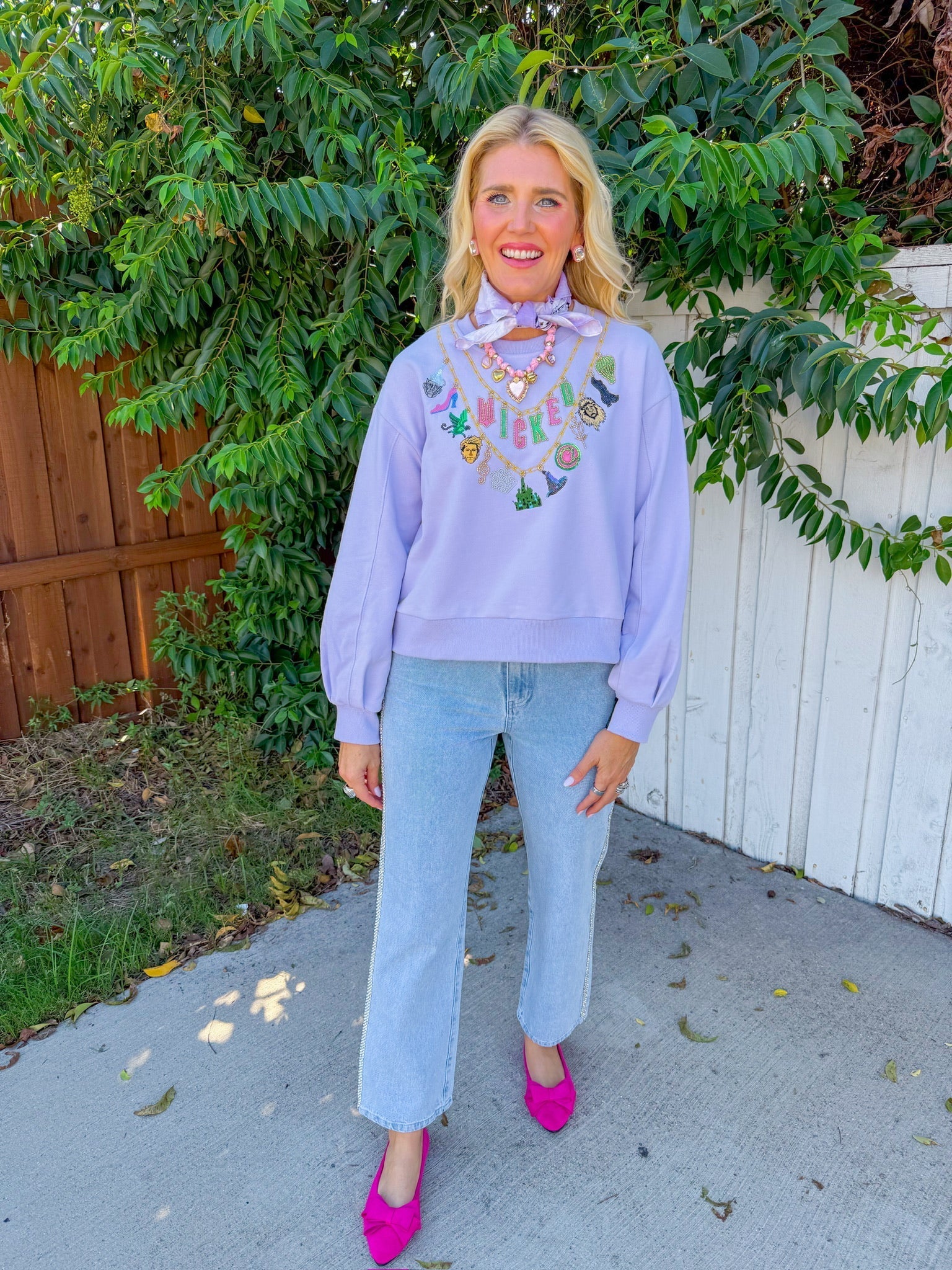 Licensed Wicked Charm Necklace Sweatshirt -  Lavender