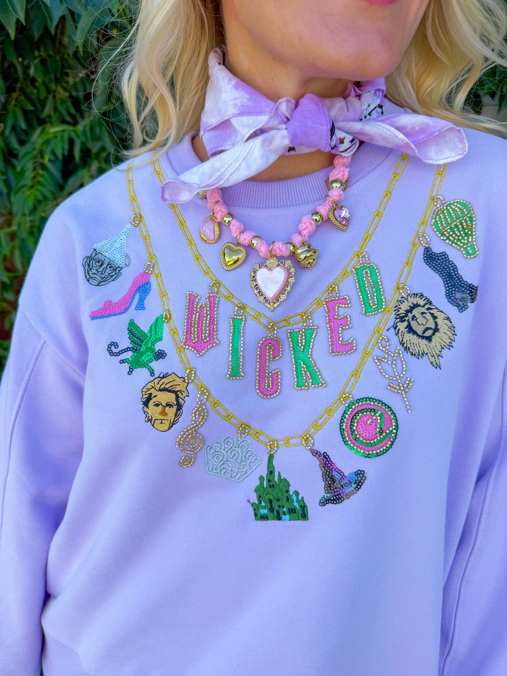 Licensed Wicked Charm Necklace Sweatshirt -  Lavender