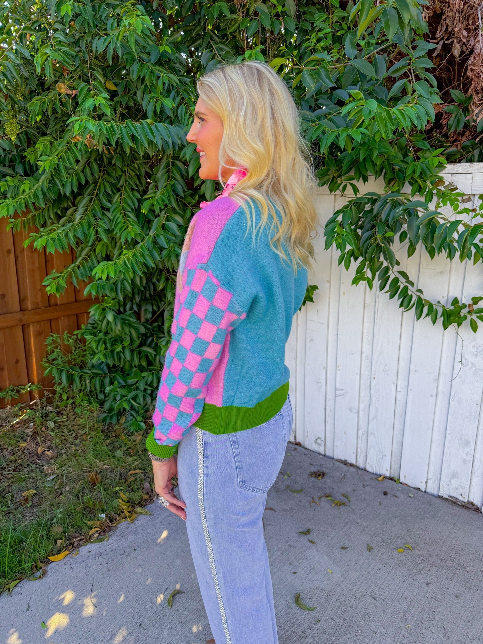 Just In Time Cardigan - Pink/Blue