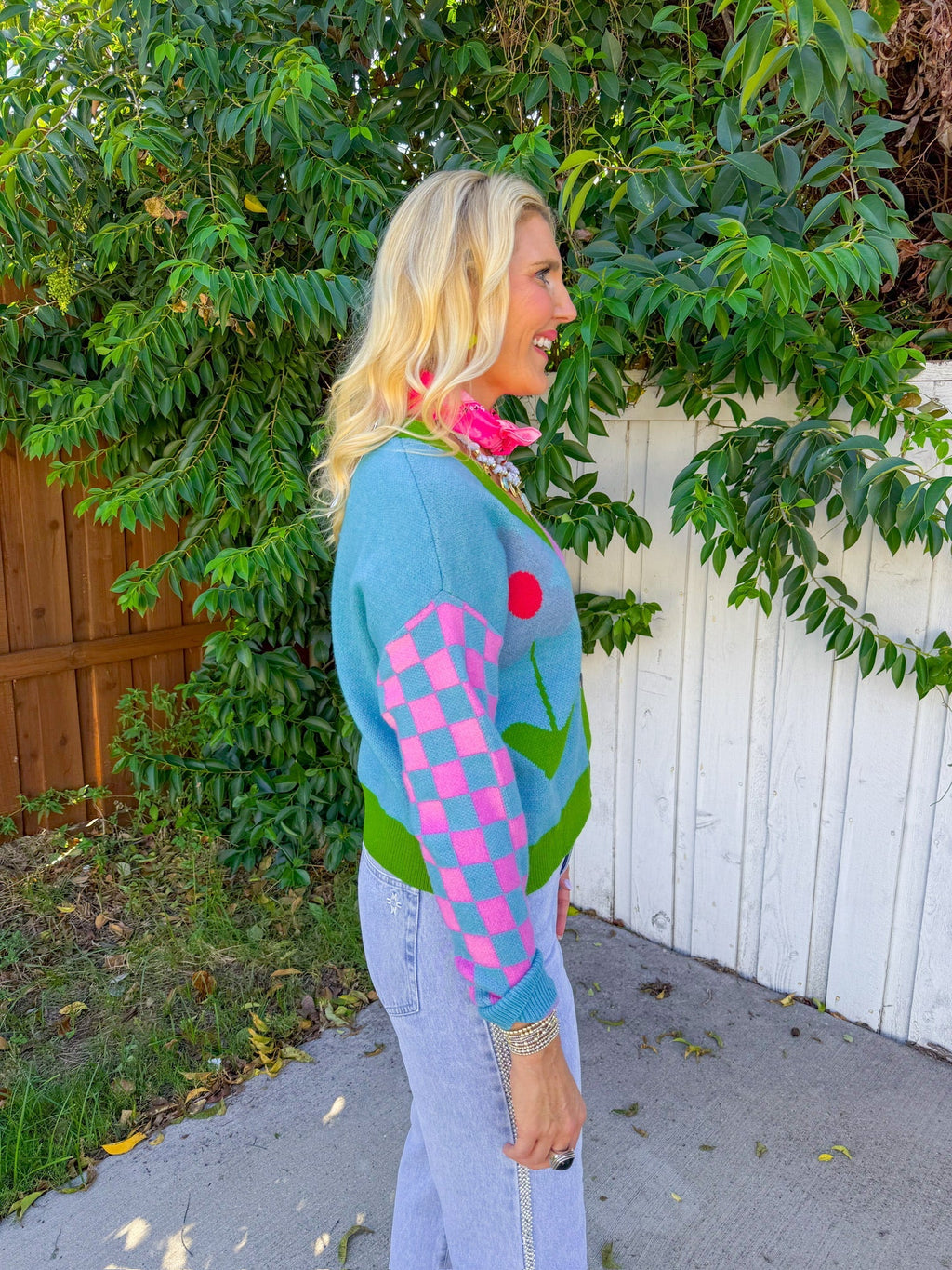 Just In Time Cardigan - Pink/Blue