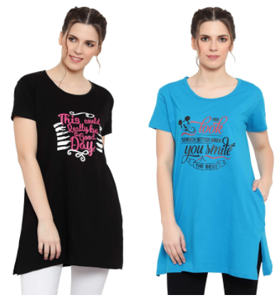 Fasha Long Tops for Women Combo Pack of 2