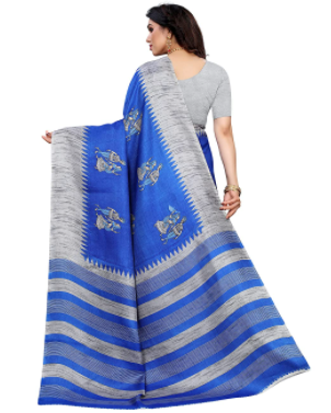 Yashika Women's Art Silk Saree With Blouse Piece(NAURTA_Free Size) Blue