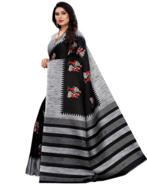 Sari de seda Yashika para mujer con blusa (talla única, NAURTA), color negro 